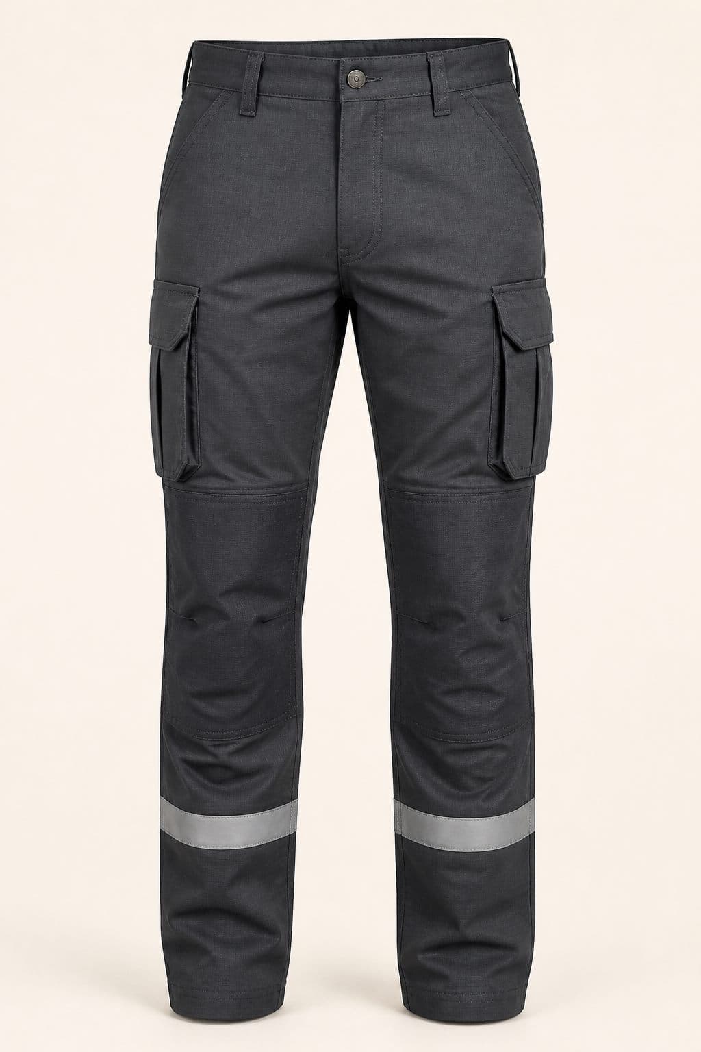 Pantalón cargo ignífugo Calafate, ropa de trabajo FR certificada en grafito con bolsillos de fuelle y rodillas reforzadas.